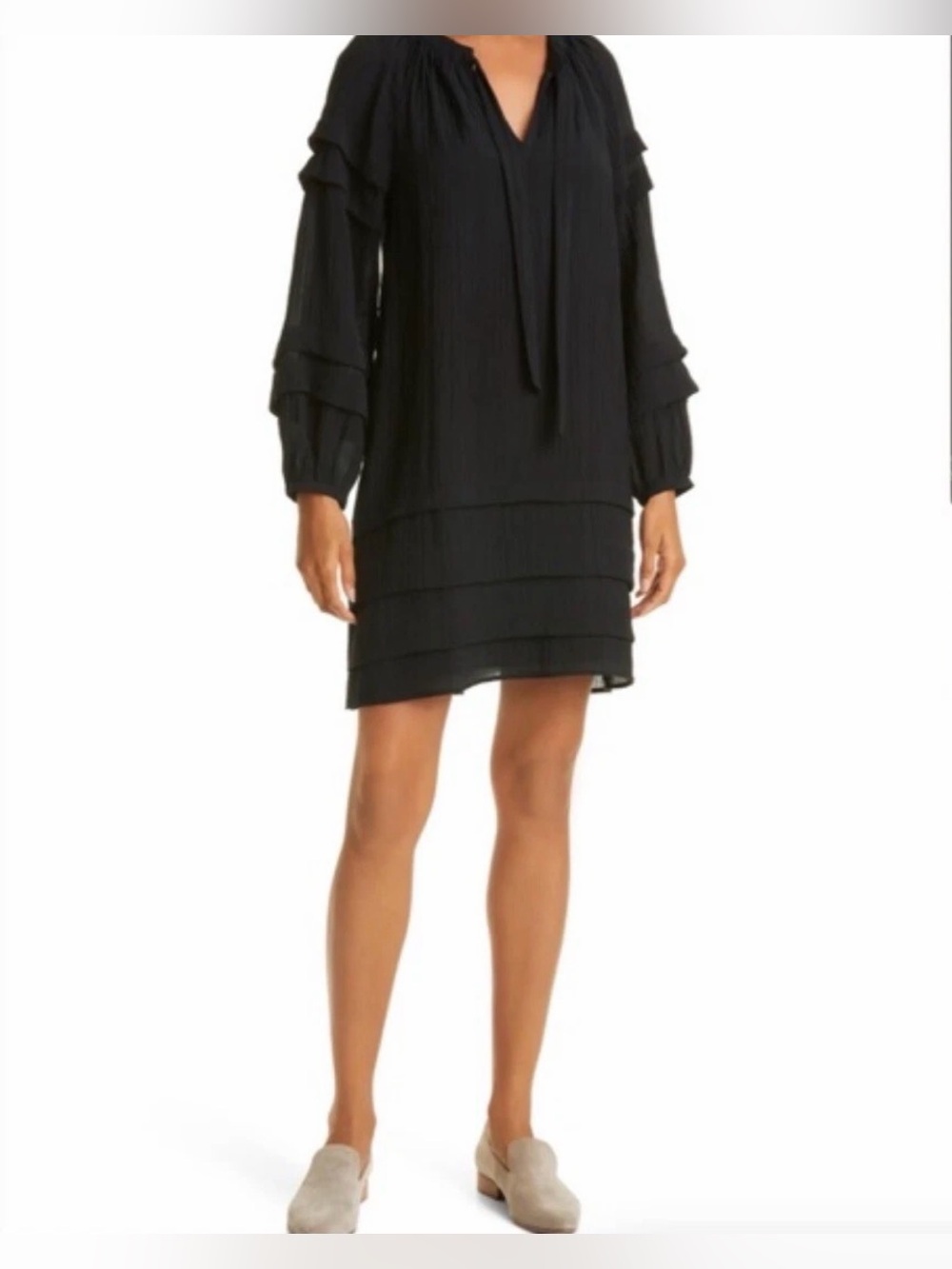 Like New Club Monaco Black Pleated Dress Size 2 Above Knee